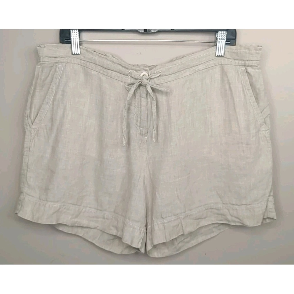 tommy bahama Women Beige Beach‎ Lounge Linen Pockets Shorts Size L